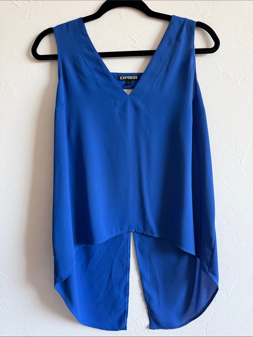 Express Royal Blue V-Neck Split-Back High-Low Camisole